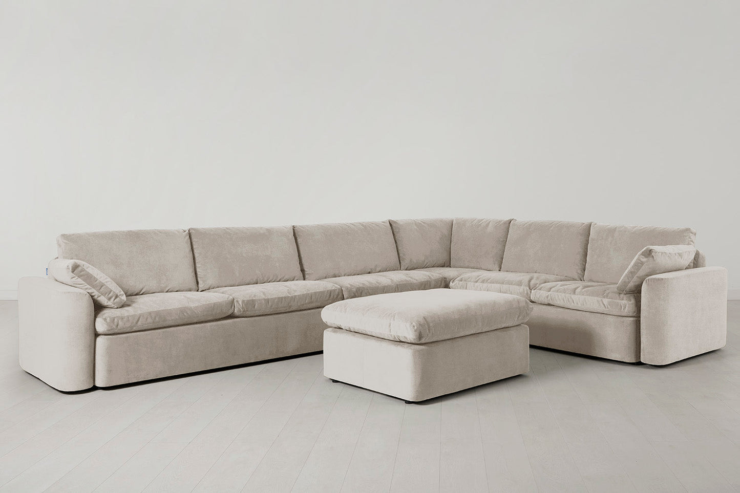 Model 13 Large Corner Sofa with Ottoman, Chalk