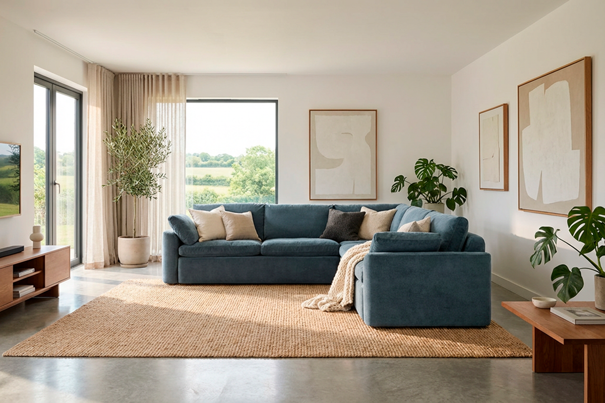 Model 13 Ecksofa, Wasserblau