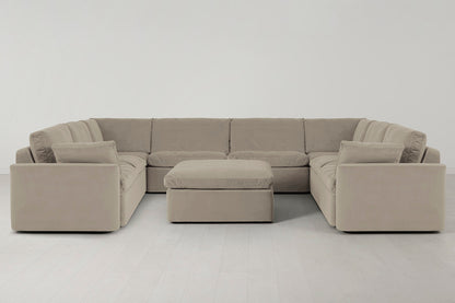 Model 13 U Shaped Sofa with Ottoman, Bone