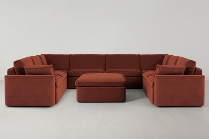 Model 13 U Shaped Sofa with Ottoman, Brick