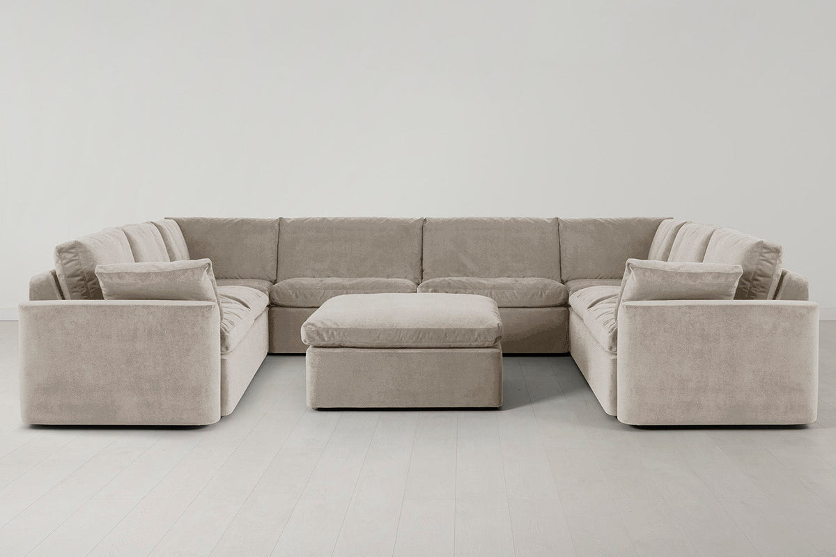 Model 13 U Shaped Sofa with Ottoman, Chalk