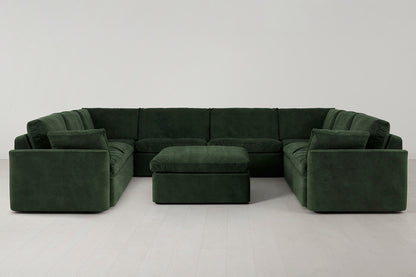 Model 13 U-Form Sofa mit Polsterhocker, Tannengrün