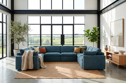 Model 13 U-Form Sofa, Wasserblau