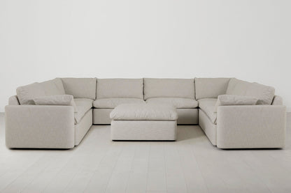 Model 13 U-Form Sofa mit Polsterhocker, Helles Pergament