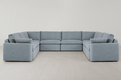Model 13 U-Form Sofa, Meerglasblau