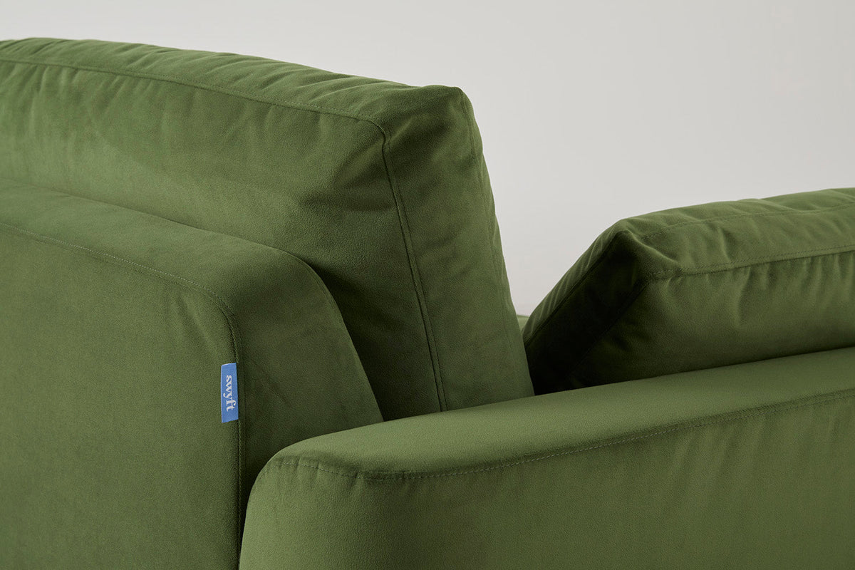 Model 13 Zweisitzer-Sofa mit Caiselongue rechts, Laubgrün