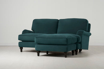 Model 15 Zweisitzer Sofa mit Hocker, Eisvogelblau