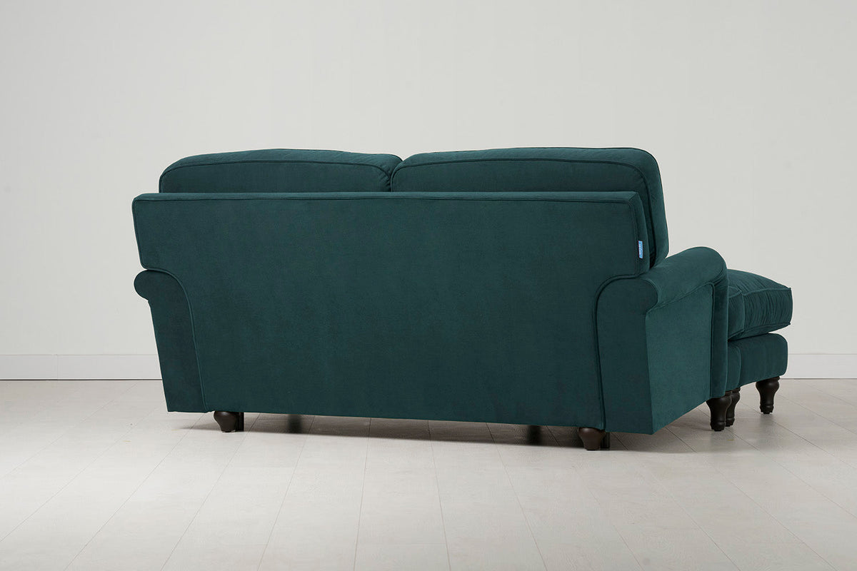 Model 15 Zweisitzer Sofa mit Hocker, Eisvogelblau