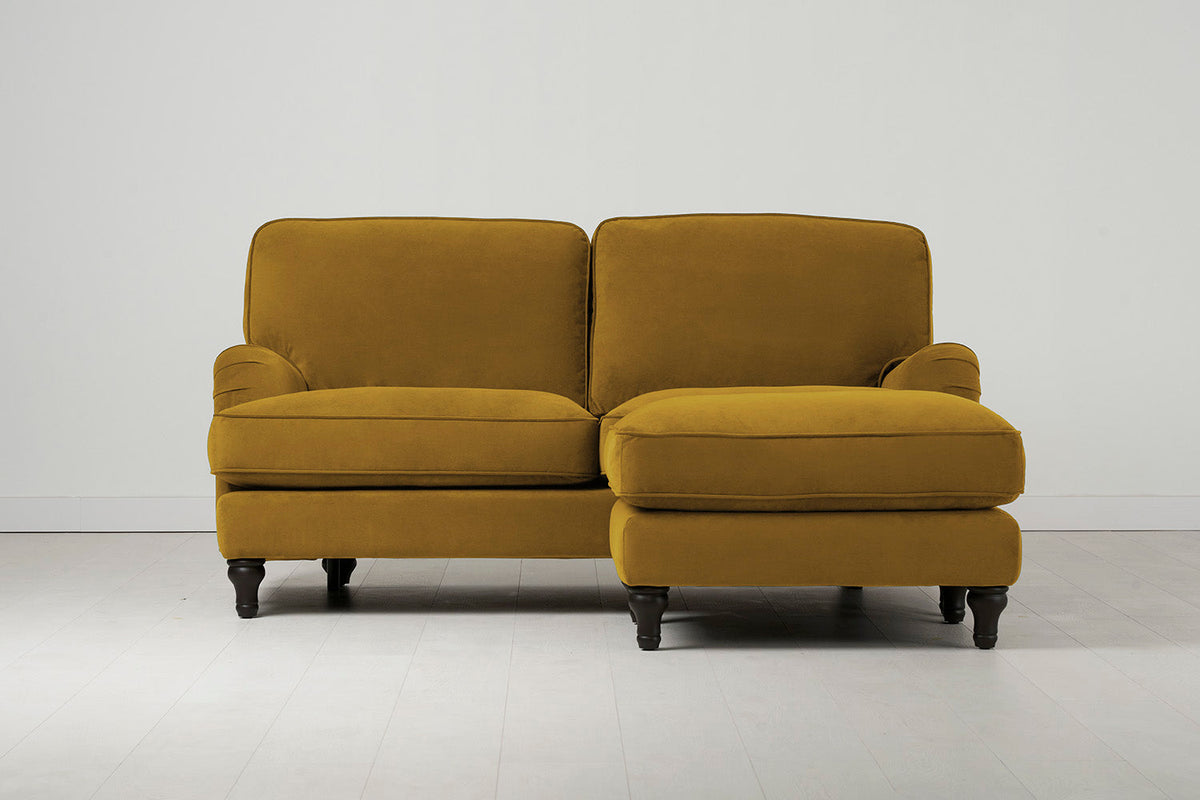 Model 15 Zweisitzer Sofa mit Hocker, Senfgelb