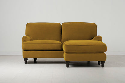 Model 15 Zweisitzer Sofa mit Hocker, Senfgelb