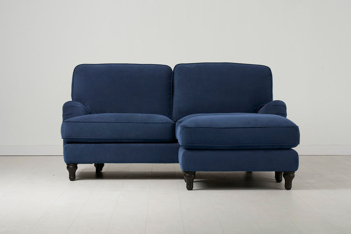 Ottoman in blue velvet