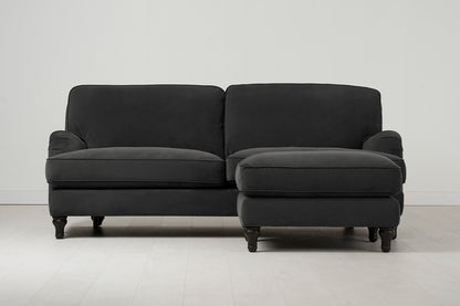 Model 15 Dreisizter Sofa mit Hocker, Dunkelgrau