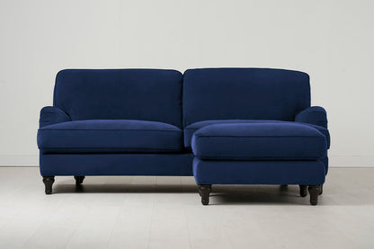 Model 15 Dreisizter Sofa mit Hocker, Indigoblau