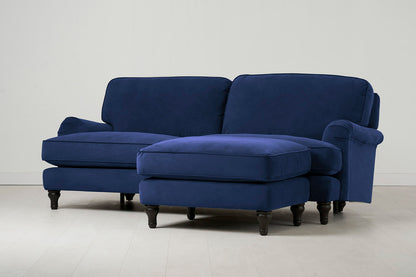 Model 15 Dreisizter Sofa mit Hocker, Indigoblau