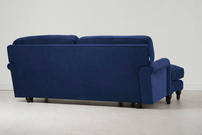 Model 15 Dreisizter Sofa mit Hocker, Indigoblau