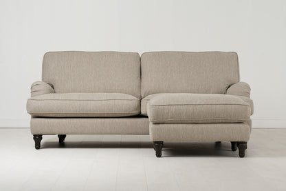 Model 15 Dreisizter Sofa mit Hocker, Steingrau