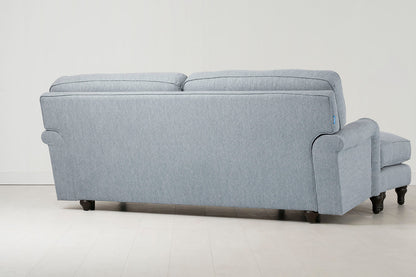 Model 15 Dreisizter Sofa mit Hocker, Meerglasblau