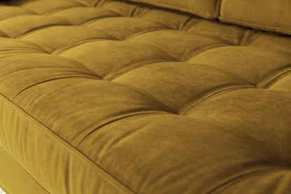 Model 02 Zweisitzer Sofa mit Hocker, Senfgelb