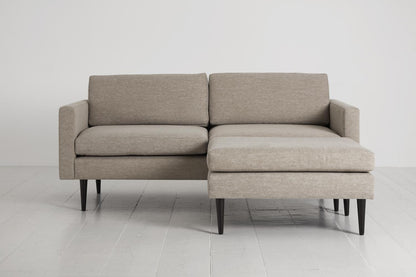 Model 01 Zweisitzer Sofa mit Hocker, Steingrau
