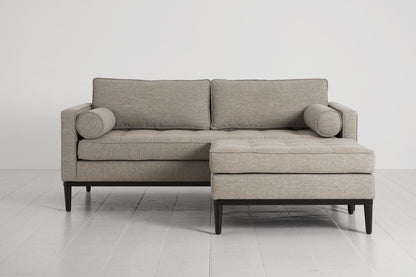 Model 02 Zweisitzer Sofa mit Hocker, Steingrau