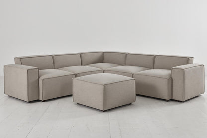 Ecksofa Model 03 mit Polsterhocker, Steingrau