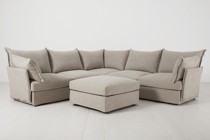 Ecksofa Model 06 mit Polsterhocker, Steingrau