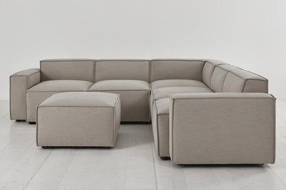Ecksofa Model 03 mit Polsterhocker, Steingrau