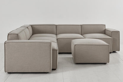 Ecksofa Model 03 mit Polsterhocker, Steingrau
