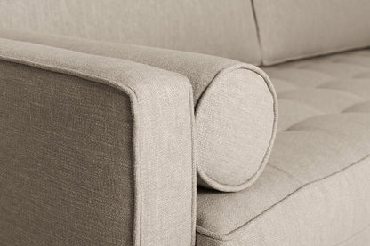 Model 02 Dreisizter Sofa mit Hocker, Steingrau