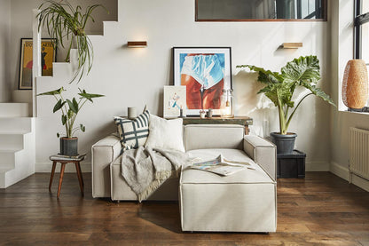 Zweisitzer-Sofa Model 03 mit Chaiselongue rechts, Steingrau