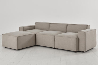 Dreisitzer-Sofa Model 03 mit Chaiselongue links, Steingrau