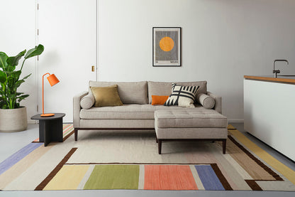 Model 02 Zweisitzer Sofa mit Hocker, Steingrau