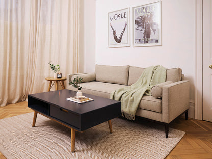 Couchtisch 01, Blau / Zwei Schubladen mit Regal