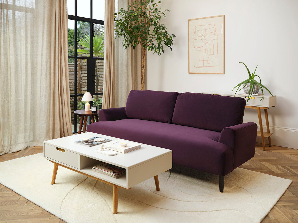 Couchtisch 01, Grau / Zwei Schubladen mit Regal