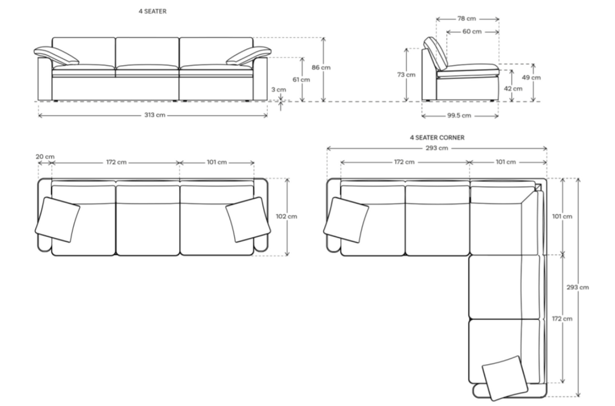 Model 13 4 Seater Left Chaise