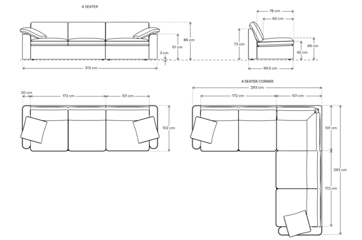 Model 13 4 Seater Left Chaise