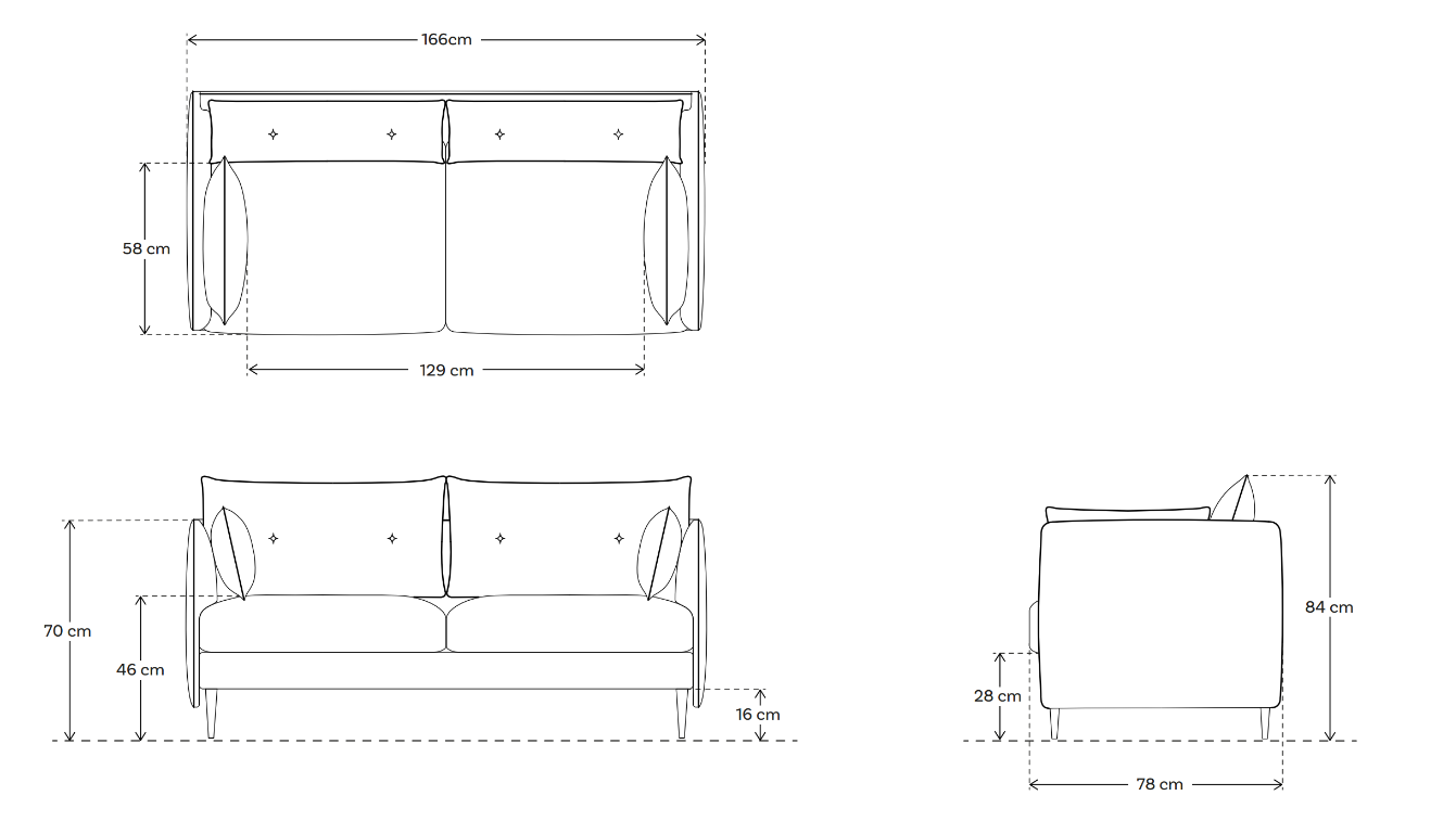 Zweisitzer-Sofa, Knochenweiß
