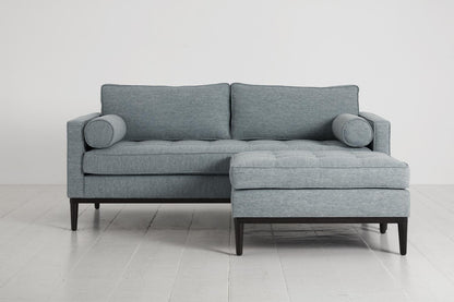Ottoman in blue linen