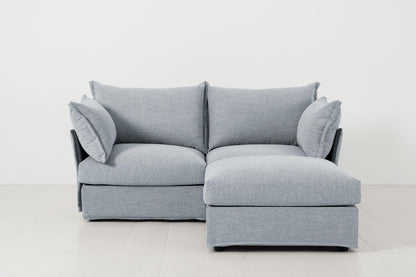 Zweisitzer-Ecksofa Model 06 mit Ecke rechts, Meerglasblau