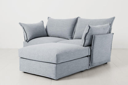 Zweisitzer-Ecksofa Model 06 mit Ecke rechts, Meerglasblau