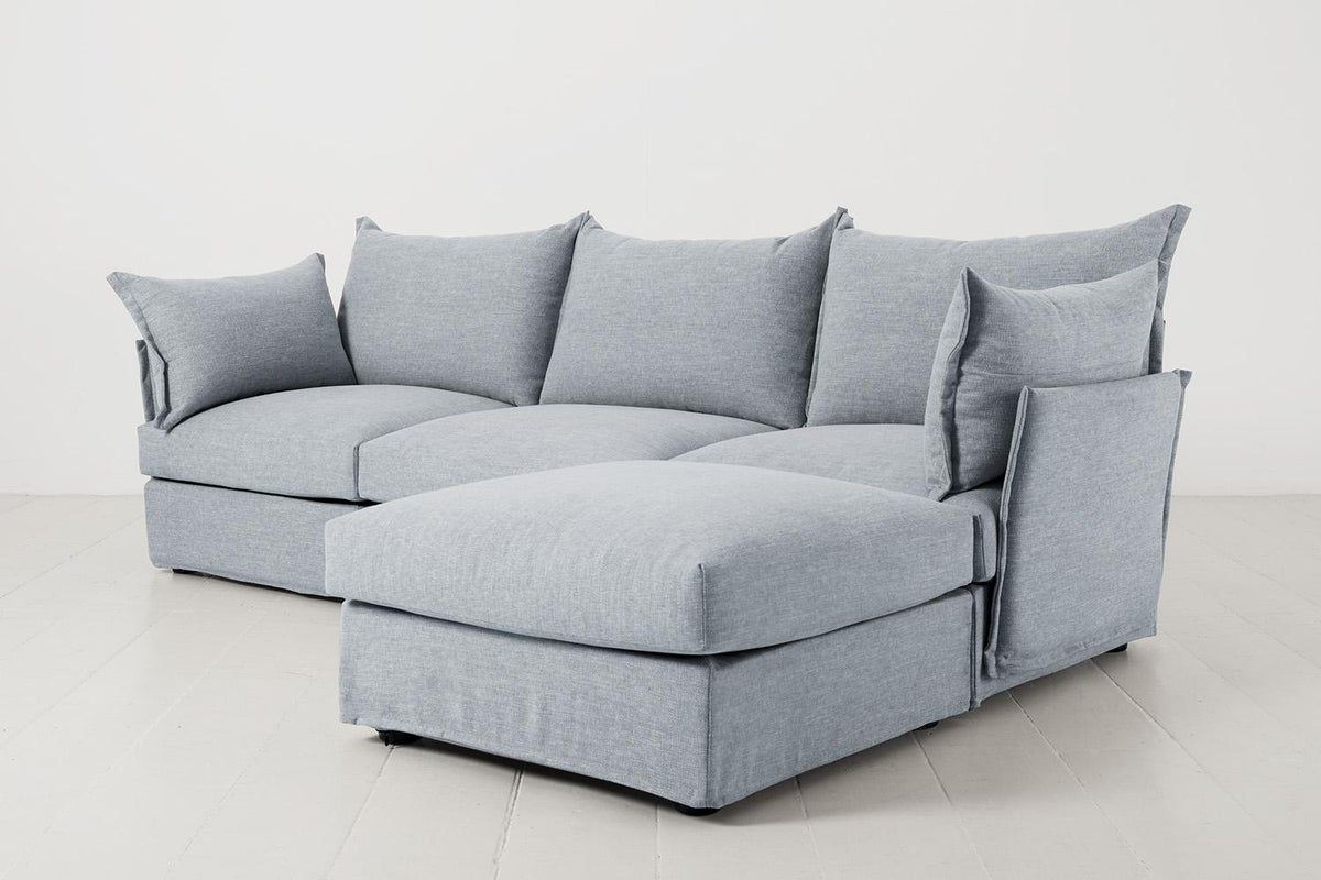 Dreisitzer-Ecksofa Model 06 mit Ecke rechts, Meerglasblau
