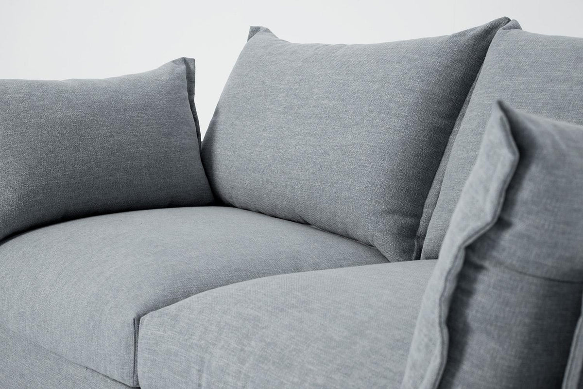 Zweisitzer-Ecksofa Model 06 mit Ecke rechts, Meerglasblau