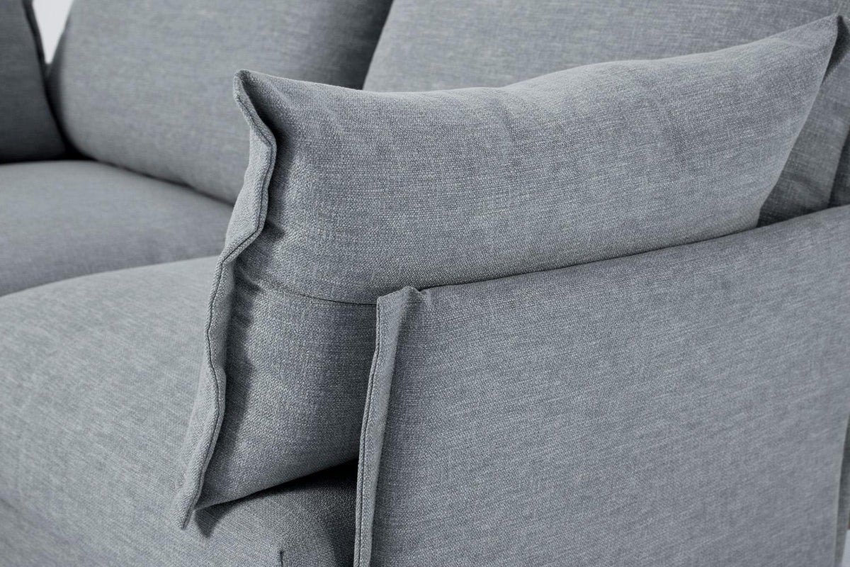Zweisitzer-Ecksofa Model 06 mit Ecke rechts, Meerglasblau