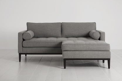 Model 02 Zweisitzer Sofa mit Hocker, Schattengrau