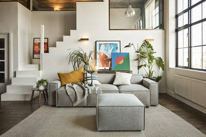 Dreisitzer-Sofa Model 03 mit Chaiselongue rechts, Schattengrau