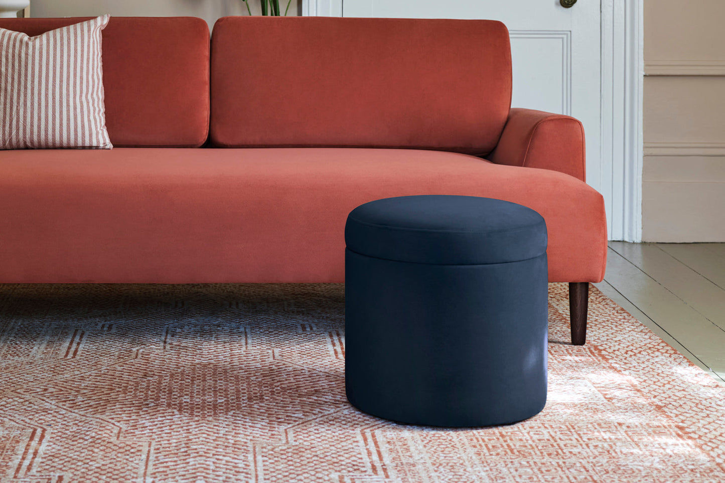 Polsterhocker 03, Indigoblau