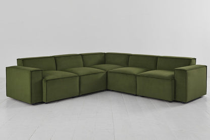 Vine image 1 - Model 03 Corner Sofa in Vine Velvet Front View