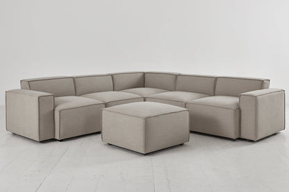 Pumice image 1 - Model 03 Corner Sofa with Ottoman in Pumice Linen Front View