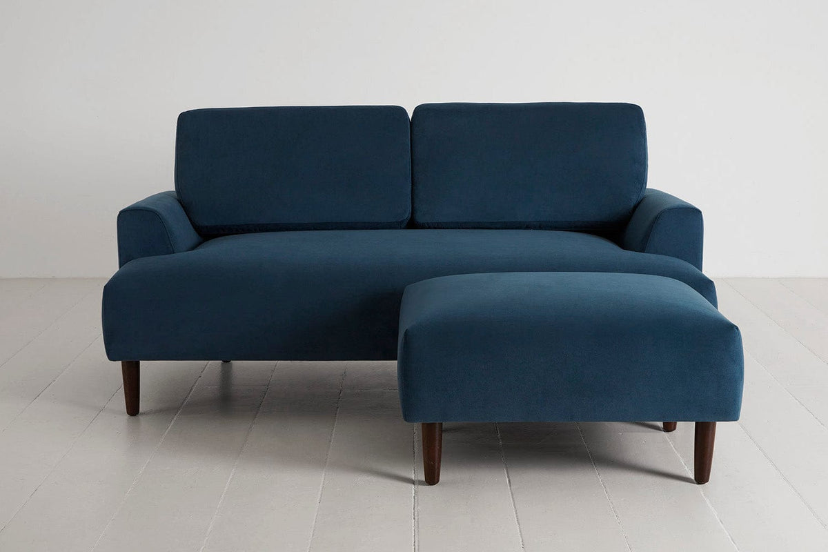 Teal Image 1 - Model 05 2 Seater Chaise in Teal Velvet - Front View