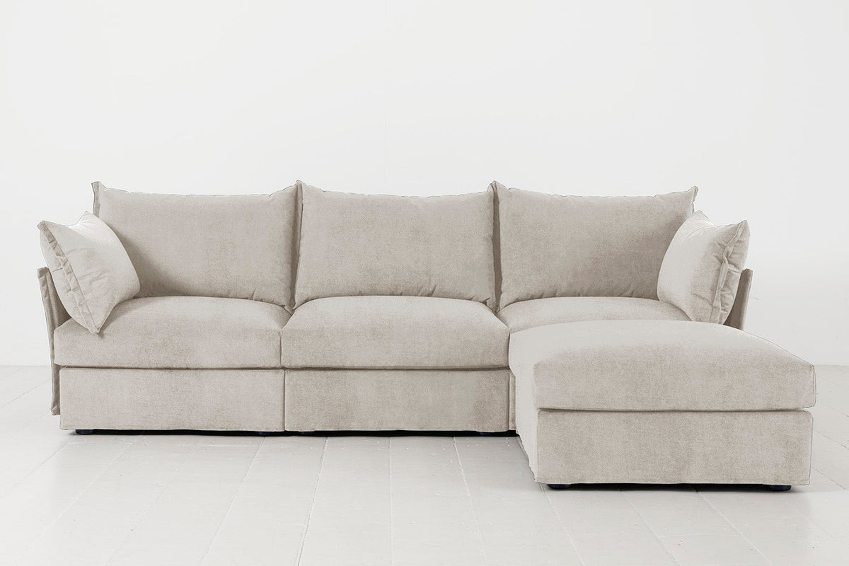 Dreisitzer-Ecksofa Model 06 mit Ecke rechts, Kreideweiß